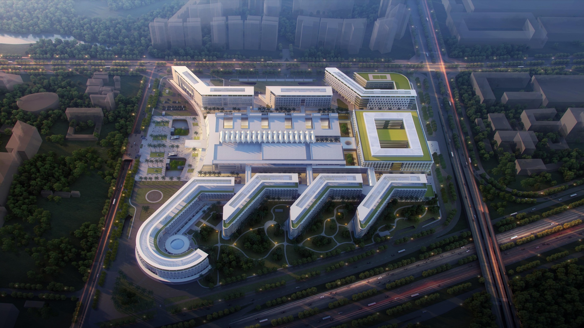 Aerial design view of the University of Hong Kong Shenzhen Hospital